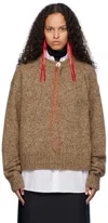 Ao Yes Brown One Button Sweater In Brown
