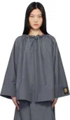 Ao Yes Gray Drawstring Jacket In Grey