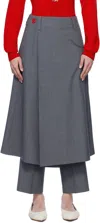 Ao Yes Gray Mandarin Style Culotte Trousers In Grey