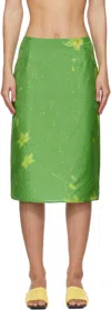 Ao Yes Green Layered Print Midi Skirt In Print (green)