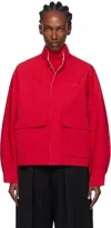 Ao Yes Red & White Padded Reversible Jacket In Red