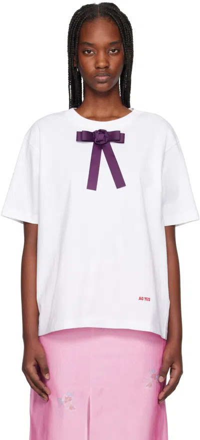 Ao Yes White Pankou Ribbon Tie T-shirt