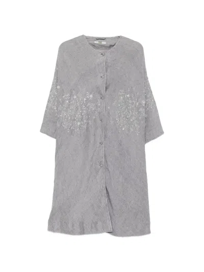 Aodress Sequin-embellished Embroidered Coat In Blue