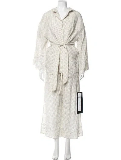 Pre-owned Aodress Silk Printed Pant Set In Neutrals