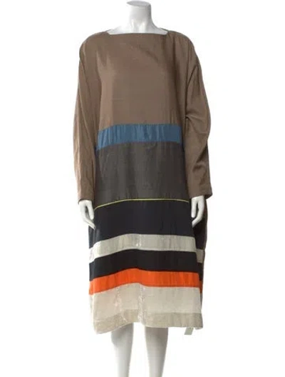 Pre-owned Aodress Wool Midi Length Dress W/ Tags In Multicolor
