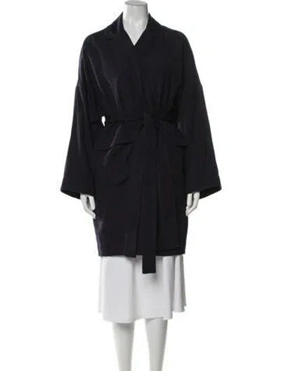 Pre-owned Aodress Wool Striped Coat In Blue