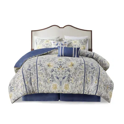Aorobi 6 Piece Cotton Comforter Set In Blue