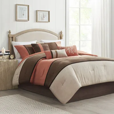 Aorobi 7 Piece Faux Suede Comforter Set In Multi