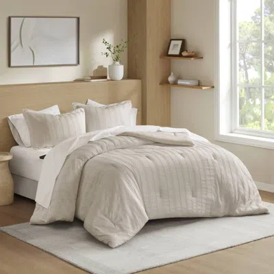Aorobi 7-piece Full Woven Striped Comforter Set In Neutral