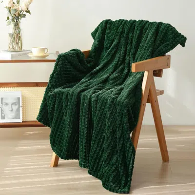 Aorobi Green Throw Blanket 50"×60" Decorations Fleece Super Soft Plush Fuzzy Cozy Blanket With Square 3d Ja