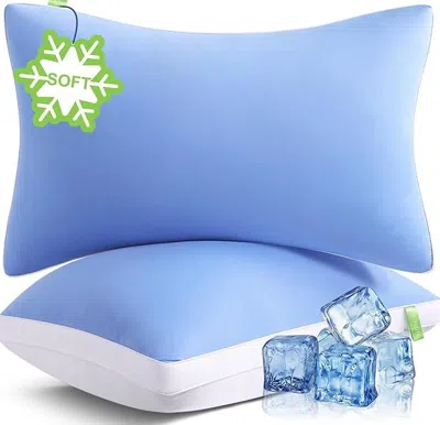 Aorobi Silky Soft Pillows Queen Size Set Of 2, Luxury Hotel Down Alternative Bed Pillows 2 Pack For Side Ba In Blue