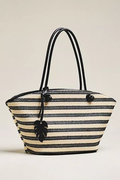 Aota Jessica Raffia Tote Bag In Black