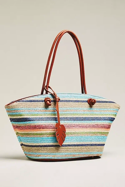 Aota Jessica Raffia Tote Bag In Blue