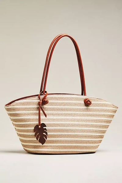 Aota Jessica Raffia Tote Bag In Sand