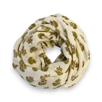 Apaches Foulard Laine Anisha "florets" Organic In Green