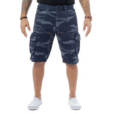 Apakowa Men's Belted 12.5" Inseam Cargo Shorts In Blue