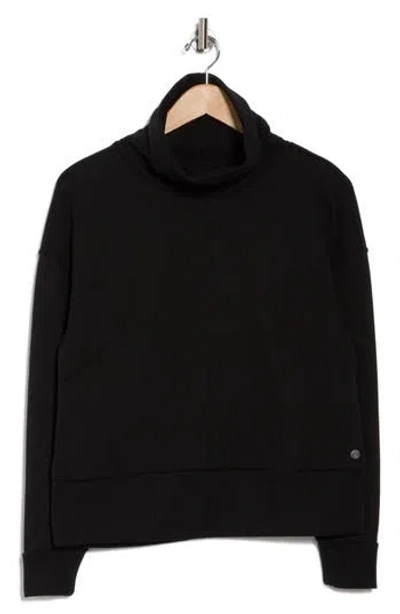 Apana Cocoon Long Sleeve Mock Neck Top In Rich Black
