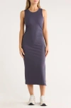 Apana Expedite Sleeveless Rib Midi Dress In Gray