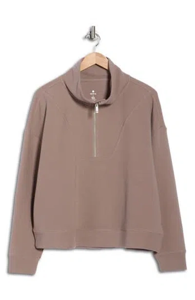 Apana Forever Chic Ottoman Quarter Zip Sweatshirt In Brown