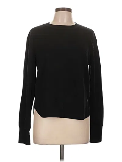 Pre-owned Apana Long Sleeve Top Black Crew Neck Tops