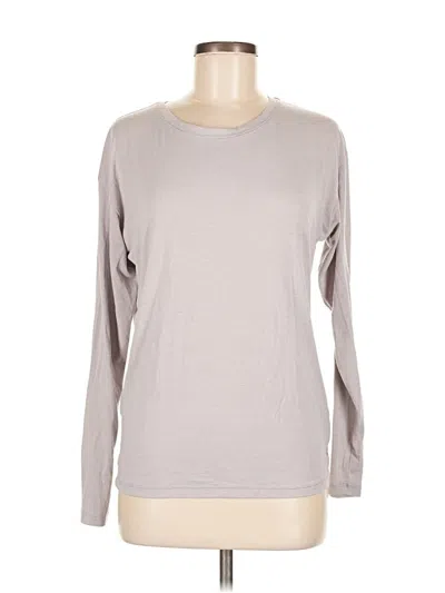 Pre-owned Apana Long Sleeve Top Gray Crew Neck Tops