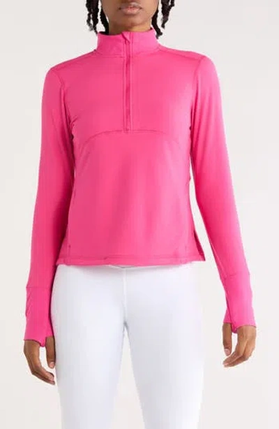 Apana Meridian Midweight Half Zip Sweatshirt In Pink