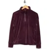 Apana Ribbed Velour Quarter Zip Sweatshirt In Burgundy