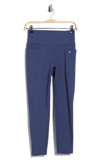 Apana Ruched Back High Waist 7/8 Leggings With Pockets In Blue