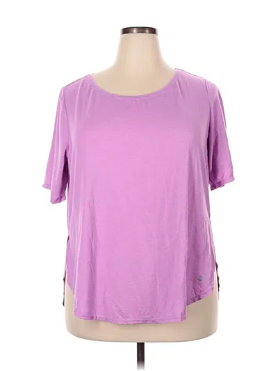 Pre-owned Apana Short Sleeve Top Purple Keyhole Neckline Tops