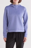 Apana Stellar Scuba Knit Quarter Zip Hoodie In Blue