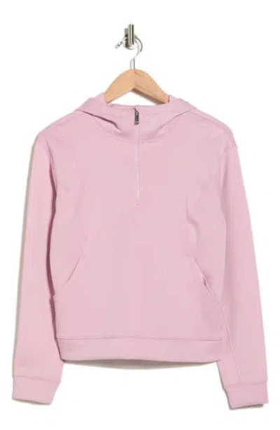 Apana Stellar Scuba Knit Quarter Zip Hoodie In Pink