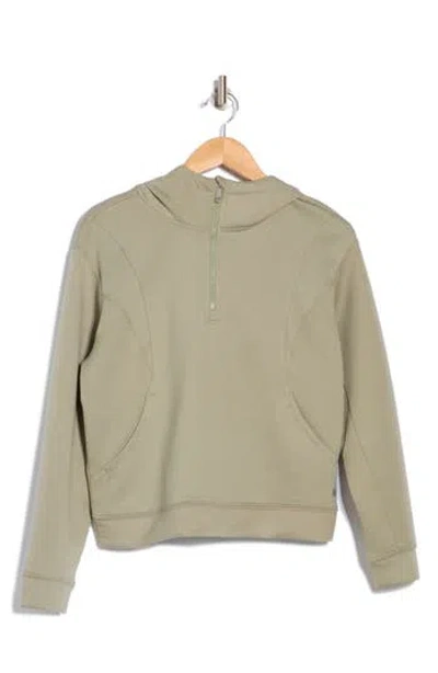 Apana Stellar Scuba Quarter Zip Hoodie In Dried Sage