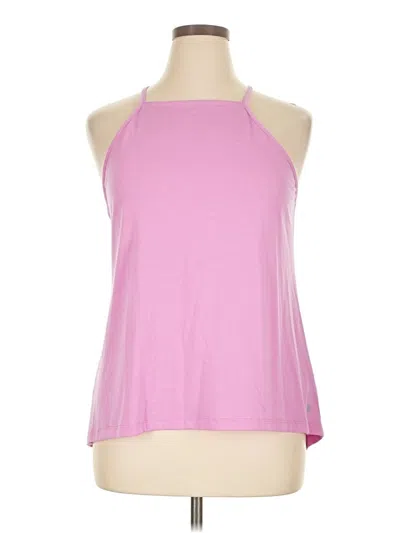 Pre-owned Apana Tank Top Pink Solid Pattern Halter Neckline Tops