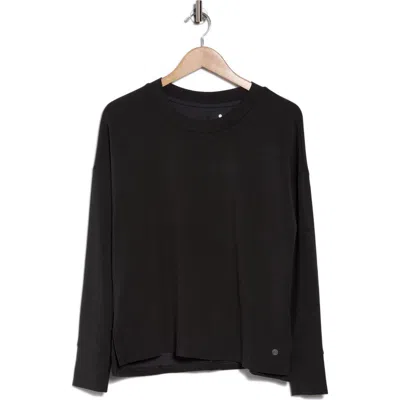 Apana Uptown Scuba Knit Long Sleeve Top In Washed Grey