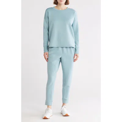 Apana Uptown Scuba Knit Pullover & Joggers Set In Stone Blue