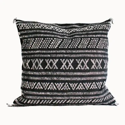 Apartment F Desert Stripe Cactus Silk Pillow | Black