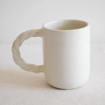 Apartment F Handcrafted Twisted Handle Ceramic Mug In Black