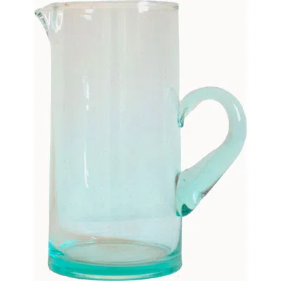 Apartment F Moroccan Blown Glass Classic Pitcher In Blue