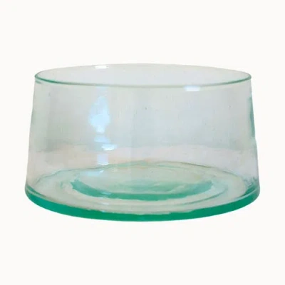 Apartment F Moroccan Blown Glass Salad Bowl In Green