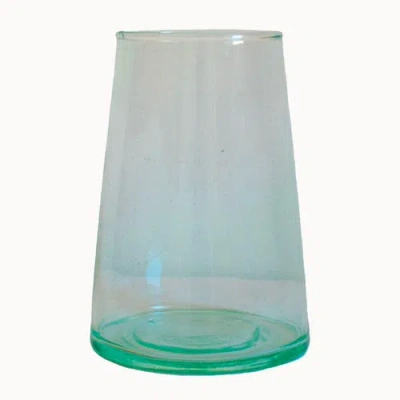 Apartment F Moroccan Handcrafted Glass Vase In Green