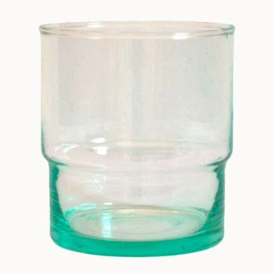 Apartment F Moroccan Mouth-blown Column Glasses | Set Of Two In Green