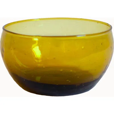 Apartment F Ochre Handblown Glass Low Bowl In Multi