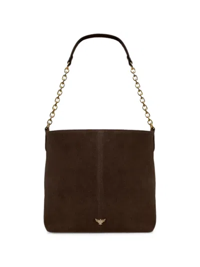 Apatchy London Izzie Chain-strap Suede Bucket Bag In Brown