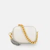 Apatchy London Light Grey Leather Crossbody Bag With Gold Chain Strap In White