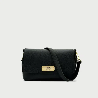 Apatchy London The Maisie Midi Leather Bag In Black
