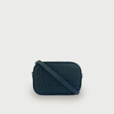 Apatchy London The Penelope Gold Woven Leather Camera Bag In Blue