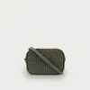 Apatchy London The Penelope Gold Woven Leather Camera Bag In Green