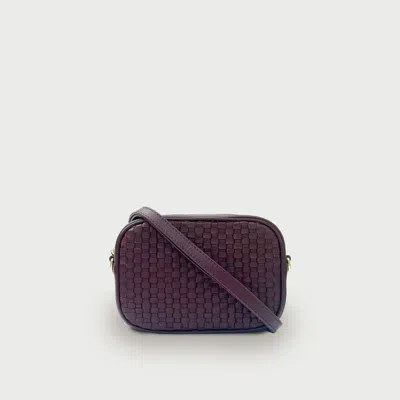 Apatchy London The Penelope Gold Woven Leather Camera Bag In Burgundy