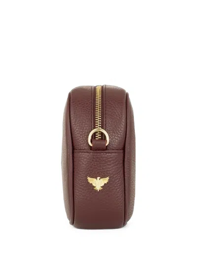 Apatchy London The Tassel Grained-leather Crossbody Bag In Burgundy