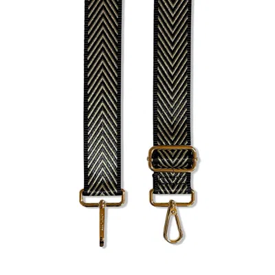 Apatchy London Women's Black And Gold Chevron Strap